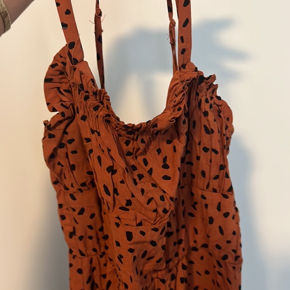 Francesca Burnt Orange Black Spotted Dress - Picture 2 of 3
